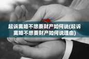 起诉离婚不想要财产如何说(起诉离婚不想要财产如何说理由)