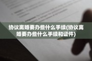 协议离婚要办些什么手续(协议离婚要办些什么手续和证件)