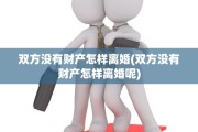 双方没有财产怎样离婚(双方没有财产怎样离婚呢)