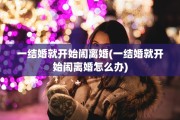 一结婚就开始闹离婚(一结婚就开始闹离婚怎么办)