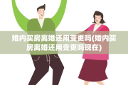婚内买房离婚还用变更吗(婚内买房离婚还用变更吗现在)