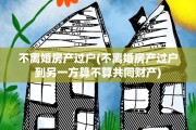 不离婚房产过户(不离婚房产过户到另一方算不算共同财产)