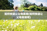 如何快速让父母离婚(如何快速让父母离婚呢)