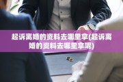起诉离婚的资料去哪里拿(起诉离婚的资料去哪里拿呢)