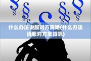 什么办法说服对方离婚(什么办法说服对方离婚呢)