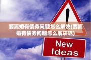 要离婚有债务问题怎么解决(要离婚有债务问题怎么解决呢)