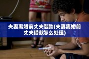 夫妻离婚前丈夫借款(夫妻离婚前丈夫借款怎么处理)