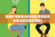 离婚前需要解决的问题(离婚前需要解决的问题有哪些)