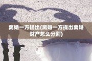 离婚一方提出(离婚一方提出离婚财产怎么分割)