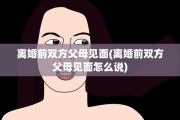 离婚前双方父母见面(离婚前双方父母见面怎么说)