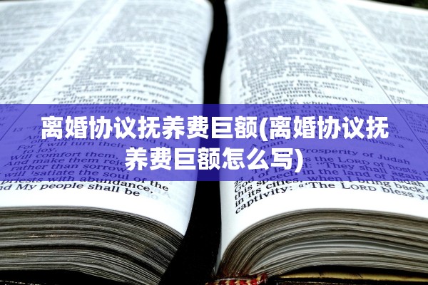 离婚协议抚养费巨额(离婚协议抚养费巨额怎么写)