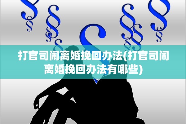 打官司闹离婚挽回办法(打官司闹离婚挽回办法有哪些)
