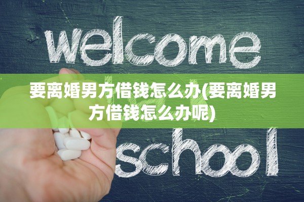 要离婚男方借钱怎么办(要离婚男方借钱怎么办呢)