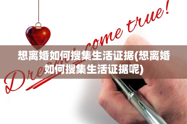 想离婚如何搜集生活证据(想离婚如何搜集生活证据呢)