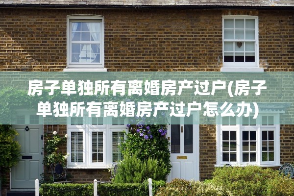 房子单独所有离婚房产过户(房子单独所有离婚房产过户怎么办)