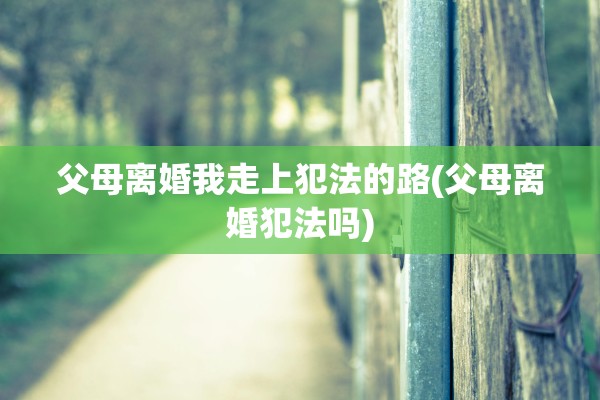 父母离婚我走上犯法的路(父母离婚犯法吗)
