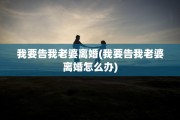 我要告我老婆离婚(我要告我老婆离婚怎么办)