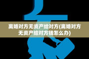 离婚对方无资产给对方(离婚对方无资产给对方钱怎么办)