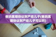 爸妈离婚协议财产给儿子(爸妈离婚协议财产给儿子可以吗)