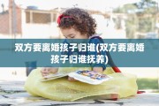 双方要离婚孩子归谁(双方要离婚孩子归谁抚养)