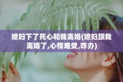 媳妇下了死心和我离婚(媳妇跟我离婚了,心情难受,咋办)