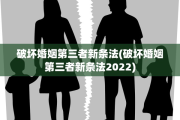破坏婚姻第三者新条法(破坏婚姻第三者新条法2022)