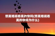 想离婚闹着离的快吗(想离婚闹着离的快吗为什么)