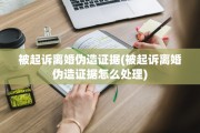 被起诉离婚伪造证据(被起诉离婚伪造证据怎么处理)