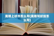 离婚上状书怎么写(离婚写状纸怎么写)