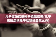 儿子离婚后把孙子给我抚养(儿子离婚后把孙子给我抚养怎么办)