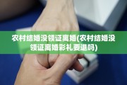 农村结婚没领证离婚(农村结婚没领证离婚彩礼要退吗)