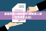 离婚想男人微信名字(离婚男人微信名字怎么起)
