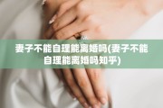 妻子不能自理能离婚吗(妻子不能自理能离婚吗知乎)