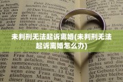 未判刑无法起诉离婚(未判刑无法起诉离婚怎么办)