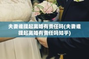 夫妻谁提起离婚有责任吗(夫妻谁提起离婚有责任吗知乎)