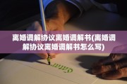 离婚调解协议离婚调解书(离婚调解协议离婚调解书怎么写)
