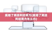 离婚了男孩判给男方(离婚了男孩判给男方怎么办)