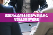 离婚怎么拿到全部财产(离婚怎么拿到全部财产证明)