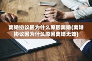 离婚协议因为什么原因离婚(离婚协议因为什么原因离婚无效)