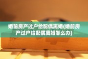 婚前房产过户给配偶离婚(婚前房产过户给配偶离婚怎么办)