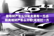 离婚财产怎么分配夫妻有一方出轨离婚财产怎么分配(离婚时一方出轨财产怎么分)