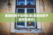 离婚时房子如何处理(离婚时房子如何处理好)