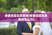 老婆说买车就离婚(老婆说买车就离婚怎么办)