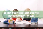 离婚时夫妻共同房(离婚夫妻共同房产怎么样改成一方所有)