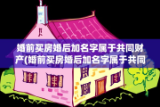 婚前买房婚后加名字属于共同财产(婚前买房婚后加名字属于共同财产吗)