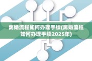 离婚流程如何办理手续(离婚流程如何办理手续2025年)