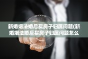 新婚姻法婚后买房子归属问题(新婚姻法婚后买房子归属问题怎么办)