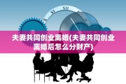 夫妻共同创业离婚(夫妻共同创业离婚后怎么分财产)