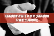 起诉离婚公告什么意思(起诉离婚公告什么意思啊)