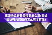 离婚协议有共同债务怎么写(离婚协议有共同债务怎么写才有效)